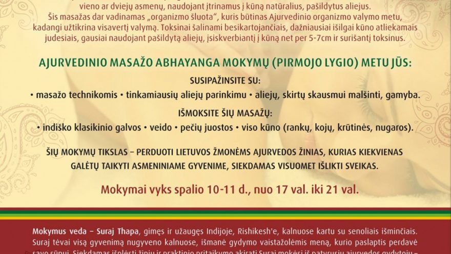 AJURVEDINIO MASAŽO ABHAYANGA MOKYMAI